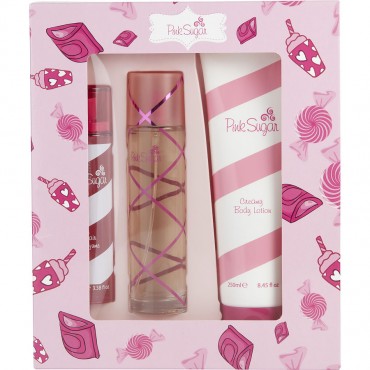 Pink Sugar - Eau De Toilette Spray 3.4 oz And Hair Perfume Spray 3.3 oz And Body Lotion 8.4 oz
