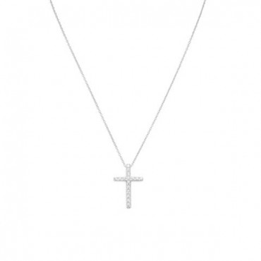 16 in. CZ Cross Necklace