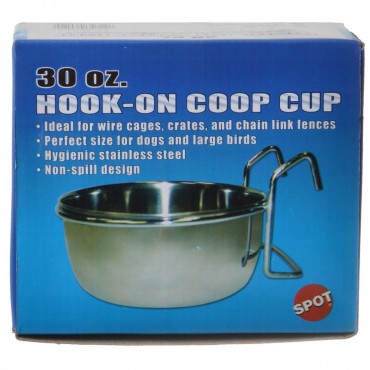 Spot Stainless Steel Hook-On Coop Cup - 30 oz 6.5 Diameter