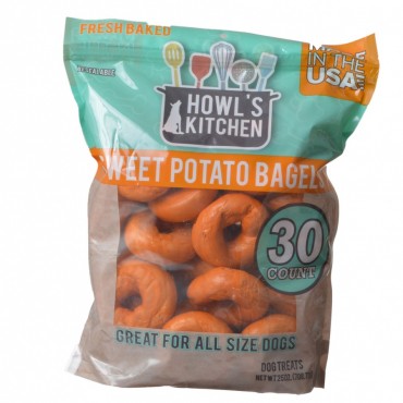 Howls Kitchen Sweet Potato Bagels for Dogs - 30 Pack