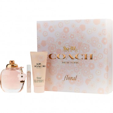 Coach Floral - Eau De Parfum Spray 3 oz And Body Lotion 3.3 oz And Eau De Parfum Spray 0.25 oz Mini
