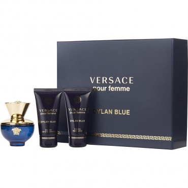 Versace Dylan Blue - Eau De Parfum Spray 1.7 oz And Body Lotion 1.7 oz And Shower Gel 1.7 oz