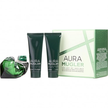 Aura Mugler - Eau De Parfum Refillable Spray 1.7 oz And Body Lotion 1.7 oz And Shower Milk 1.7 oz Travel Offer
