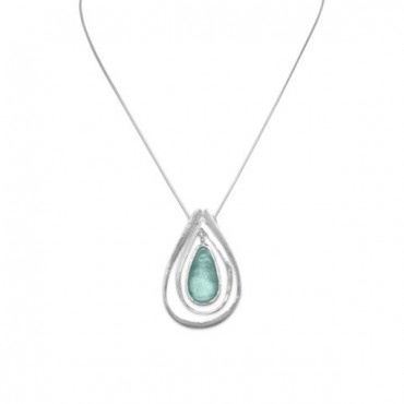18 in. Necklace with Ancient Roman Glass and Cut Out Design Pendant