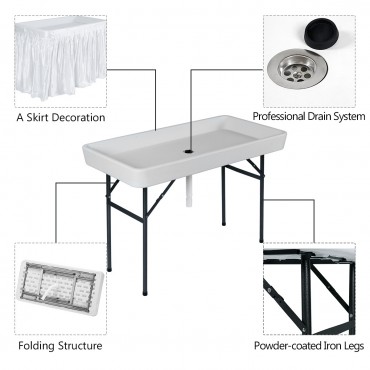 4 Foot Plastic Party Ice Folding Table With Matching Skirt