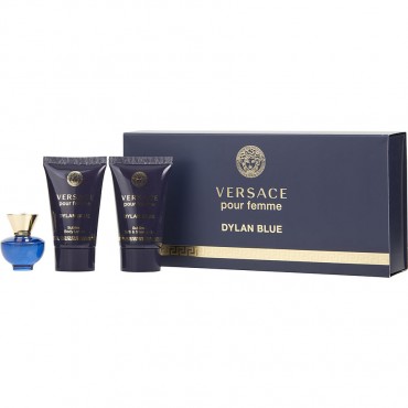 Versace Dylan Blue - Eau De Parfum 0.17 oz Mini And Body Lotion .8 oz Mini And Shower Gel .8 oz Mini