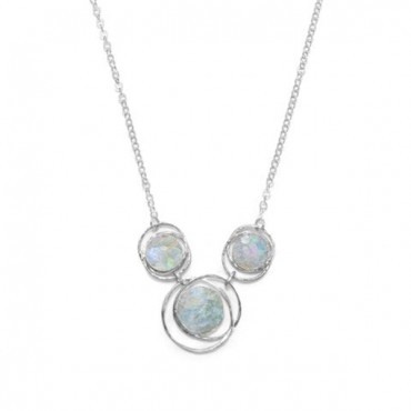 17 in. Abstract Circle Roman Glass Necklace