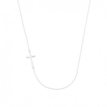 16 in. + 2 in. Necklace with Off Center Cross