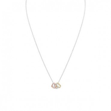 16 in. +2 in. Tri Tone Heart Necklace