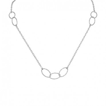 27.5 in. Rhodium Plated Multisize Oval Link Necklace