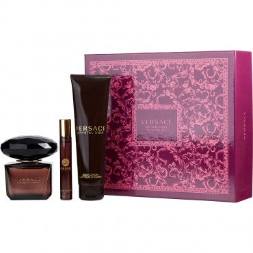 Versace Crystal Noir - Eau De Toilette Spray 3 oz And Body Lotion 5 oz And Eau De Toilette Spray 0.33 oz Mini
