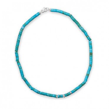 21 in. Reconstituted Turquoise Heshi Bead Necklace