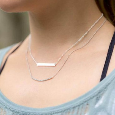 16 in. + 2 in. Thin Bar Nameplate Necklace