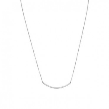 18 in. + 2 in. Rhodium Plated Curved CZ Bar Necklace