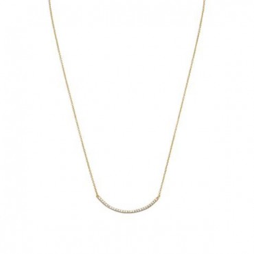 18 in. + 2 in. 14 Karat Gold Plated Curved CZ Bar Necklace