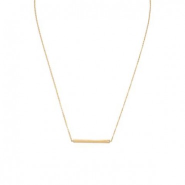 18 in. 14 Karat Gold Plated Bar Necklace with CZ