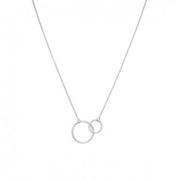 16 in. + 2 in. Rhodium Plated Circle Link Necklace