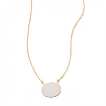 16 in. + 2 in. 14 Karat Gold Plated White Druzy Necklace