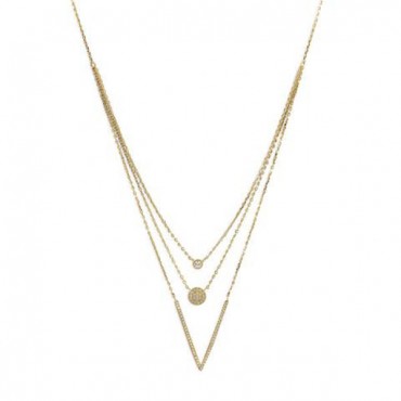  14 Karat Gold Plated Triple Strand Necklace with CZs