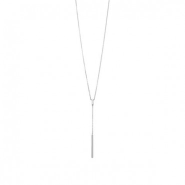 Rhodium Plated Bar Drop Necklace