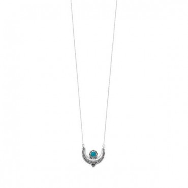 18 in. Oxidized Turquoise Crescent Necklace