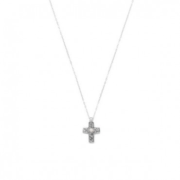 Reversible Cross Charm with Cultured Freshwater Pearl Necklace