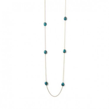 14 Karat Gold Plated Turquoise Stone Endless Necklace