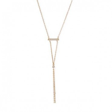 14 Karat Gold Plated Bar Necklace with Y Drop