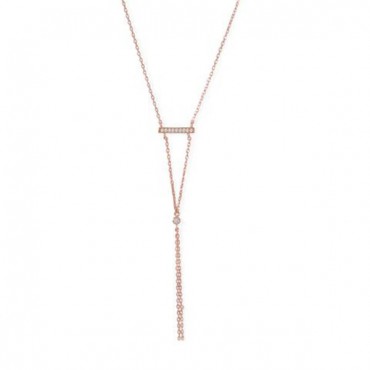 14 Karat Rose Gold Plated Bar Necklace with Y Drop