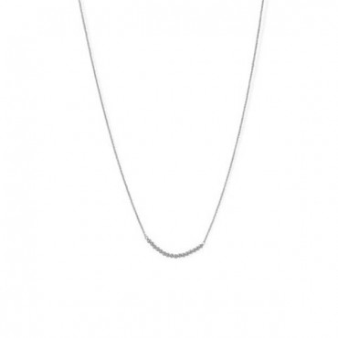  Rhodium Plated 2mm Bead Bar Necklace