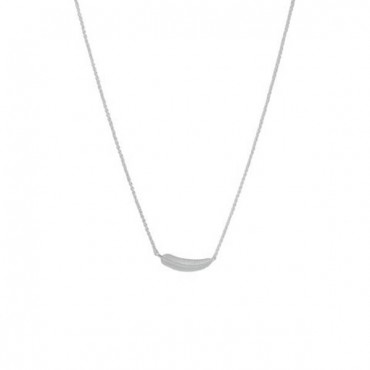 Rhodium Plated Tiny Sideways Feather Necklace