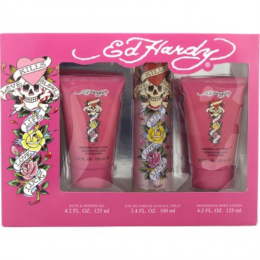 Ed Hardy - Eau De Parfum Spray 3.4 oz And 2  Shimmer Body Lotion 4.2 oz