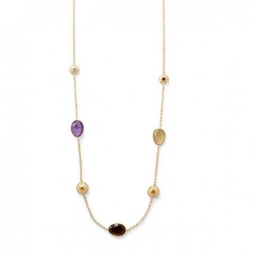 24 in. 14 Karat Gold Plate Multi Stone Necklace