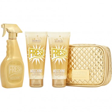 Moschino Gold Fresh Couture - Eau De Parfum Spray 3.4 oz And Body Lotion 3.4 oz And Shower Gel 3.4 oz And Pouch