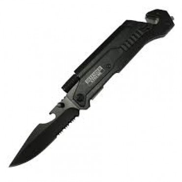 Defender-Xtreme 8.5 in. Multi Function Folding Knife Full Black Color