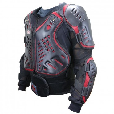 Perrini Red & Black CE Approved Full Body Armor Motorcycle Jacket