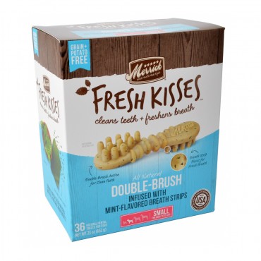 Merrick Fresh Kisses Mint Double-Brush Dental Treats - Small - 36 Count