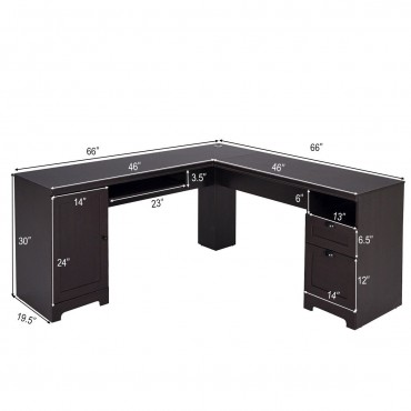 L-Shaped Writing Study Workstation Computer Desk