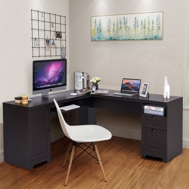 L-Shaped Writing Study Workstation Computer Desk