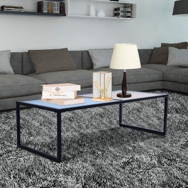 Living Room Rectangular Coffee Table With Tempered Glass Top