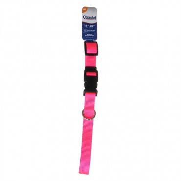 Tuff Collar Nylon Adjustable Collar - Neon Pink - 14 - 20 Long x 5 8 Wide