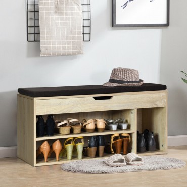 Wooden Rack Shoes Bench With Storage Upholstered Shoe Rack