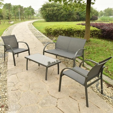 4 Pcs Outdoor Patio Steel Table Chairs