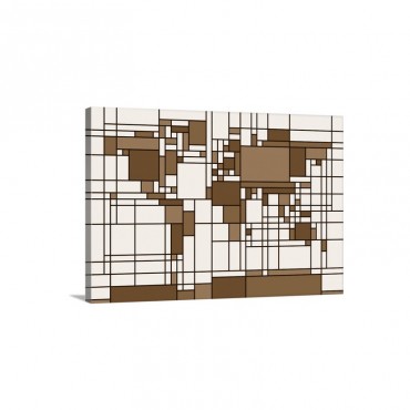 World Map Abstract Mondrian Style Wall Art - Canvas - Gallery Wrap