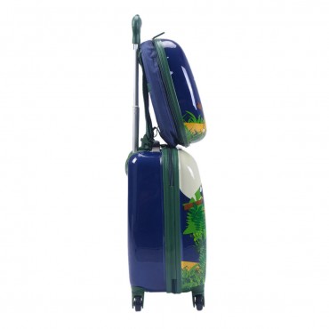 2 Pcs 12 In. 16 In. Dark Blue Kids Suitcase Backpack School Luggage Set