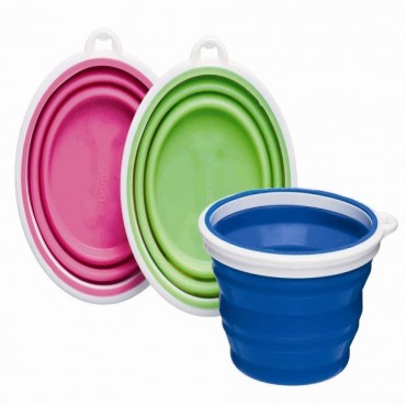 Bamboo Silicone Travel Bowl - Assorted - 3-Cup Tray
