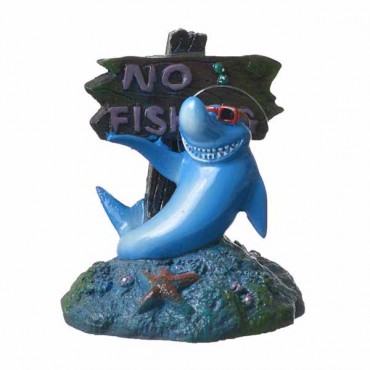 Blue Ribbon Cool Shark No Fishing Sign Ornament - 3 in. L x 3 in. W x 3.5 in. H - 2 Pieces