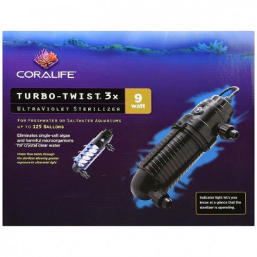 Cora life Turbo Twist UV Sterilizer for Aquariums - 3 X - 9 Watt - Aquariums up to 125 Gallons