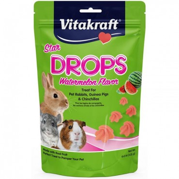 Vitakraft Star Drops Treat for Rabbits, Guinea Pigs and Chinchillas - Watermelon Flavor - 4.75 oz - 2 Pieces