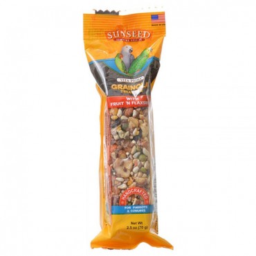 Sunseed Grainola Parrot Treat Bar with Fruit 'n Flax seed - 4 in. Bar - 4 Pieces